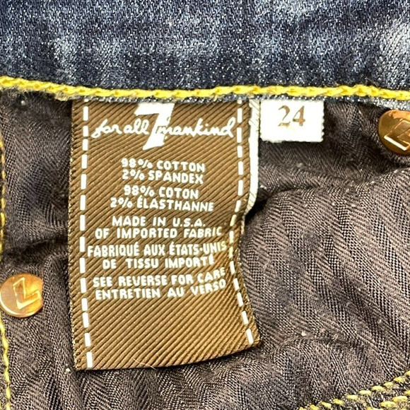 7 For All Mankind Jeans Womens 24 Skinny Crop & Roll Casual Medium Wash Denim - Picture 4 of 12